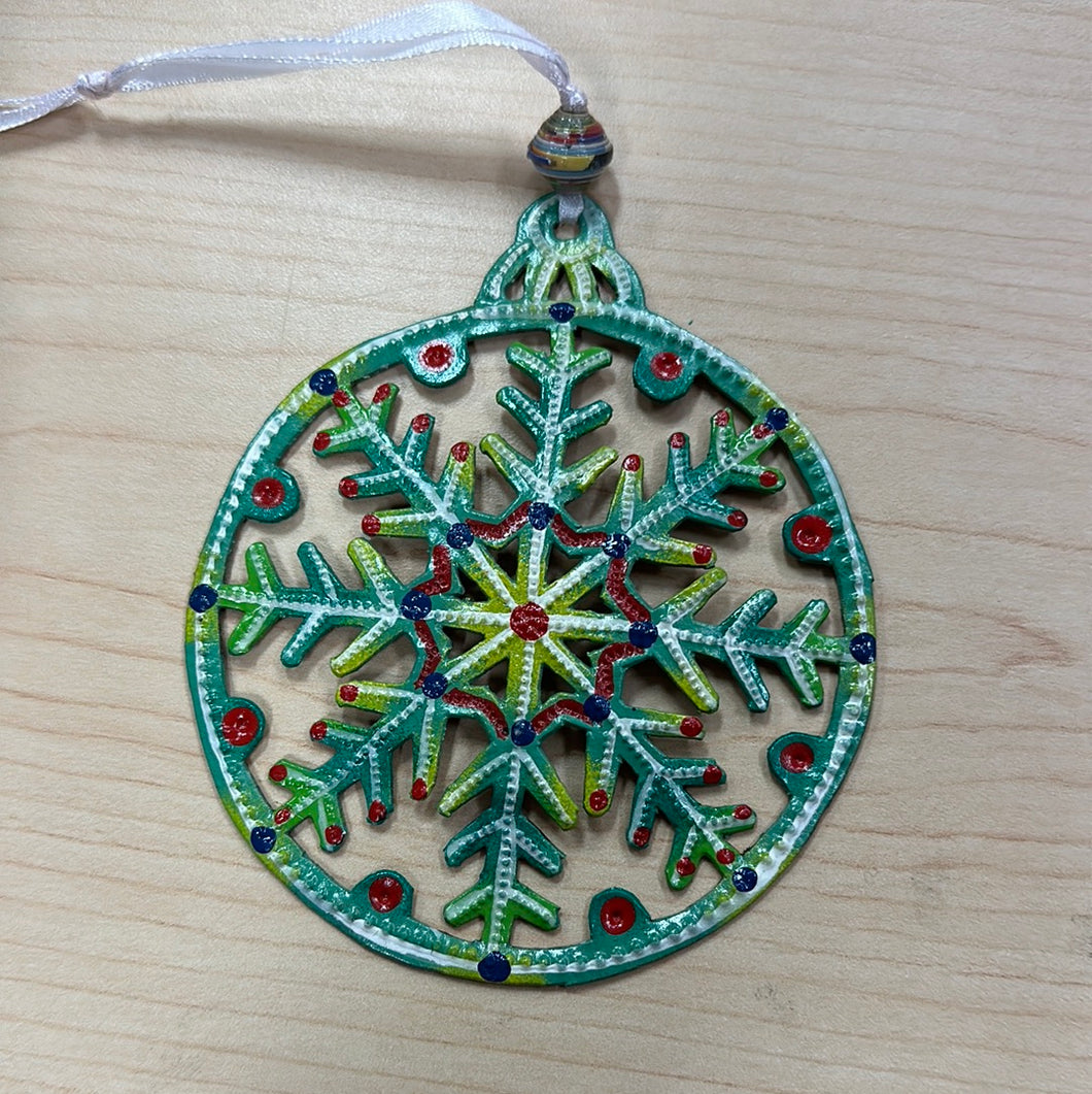 Snowflake Bulb Ornament-Green